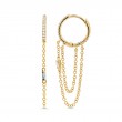 0.18Ct 14K Yellow Gold Diamond Baguette Huggie Chain Earring