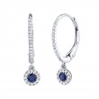 0.15Ct Diamond & 0.23Ct Blue Sapphire 14K White Gold Earring