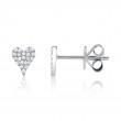 0.10Ct 14K White Gold Diamond Pave Heart Stud Earring
