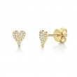 0.10Ct 14K Yellow Gold Diamond Pave Heart Stud Earring
