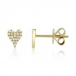 0.10Ct 14K Yellow Gold Diamond Pave Heart Stud Earring
