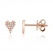 0.10Ct 14K Rose Gold Diamond Pave Heart Stud Earring
