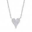 0.11Ct 14K White Gold Diamond Pave Heart Necklace