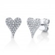0.14Ct 14K White Gold Diamond Pave Heart Stud Earring