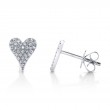 0.14Ct 14K White Gold Diamond Pave Heart Stud Earring