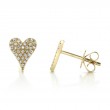 0.14Ct 14K Yellow Gold Diamond Pave Heart Stud Earring