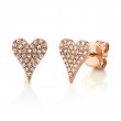 0.14Ct 14K Rose Gold Diamond Pave Heart Stud Earring