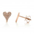 0.14Ct 14K Rose Gold Diamond Pave Heart Stud Earring