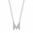 14K White Gold 0.04Ctw Diamond Initial M Necklace