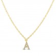 0.04Ct 14K Yellow Gold Diamond Necklace - Initial A