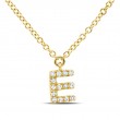 0.04Ct 14K Yellow Gold Diamond Necklace - Initial E