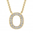 0.05Ct 14K Yellow Gold Diamond Necklace - Initial O