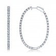 2.17Ct 14K White Gold Diamond Oval Hoop Earring