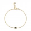 0.04Ct Diamond & 0.06Ct Blue Sapphire 14K Yellow Gold Eye Bracelet