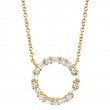14K Yellow Gold Diamond Baguette Circle Necklace .29Ct G/H, Vs-Si