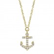 0.07Ct 14K Yellow Gold Diamond Anchor Necklace