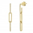 0.17Ct 14K Yellow Gold Diamond Paper Clip Link Earring