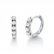A Pair Of 14K White Gold Huggie Hoop Cultured Pearl Earrings