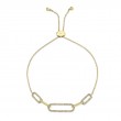 0.24Ct 14K Yellow Gold Diamond Paper Clip Link Bolo Bracelet