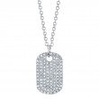 A 14K White Gold Diamond Dog Tag Necklace