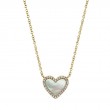 Shy Creation Natural Mother-Of-Pearl Heart Pendant Necklace 1/15 Ct Tw Diamonds 14K Yellow Gold 18