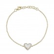 14K Yellow Gold Diamond & Mother of Pearl Heart Bracelet