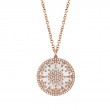 14K Rose Gold Disc Style Pendant That Is Set With Mother Of Pearl