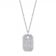 14K White Dog Tag Necklace Set With Diamonds