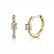 A Pair Of 14K Yellow Gold Diamond Huggie Hoop Earrings