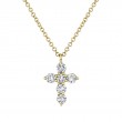 14K Yellow Gold Diamond Cross Necklace