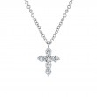 14K White Gold Diamond Cross Necklace .25Ct G/H, Vs-Si