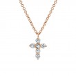 14K Rose Gold Diamond Cross Necklace