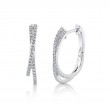 14K White Gold And Diamond Crossover Hoop Earring