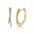 14K Yellow Gold Diamond Crossover Hoop Earrings .21Ct G/H, Vs-Si