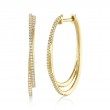 14K Yellow Gold Oval Shaped Crossover Hoop Earring