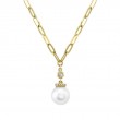 0.05Ct Diamond & Cultured Pearl Link Necklace