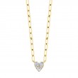 0.41Ct 14K Yellow Gold Diamond Heart Paper Clip Link Necklace