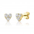 14K Yellow Gold Diamond Heart Stud Earrings
