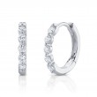 A Pair Of 14K White Gold Diamond Huggie Hoop Earrings