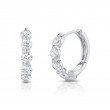 A Pair Of 14K White Gold Diamond Huggie Hoop Earrings.