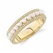 0.14Ct 14K Yellow Gold Diamond & Cultured Pearl Ladys Band