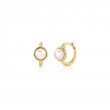 A Pair Of 14K Yellow Gold And Cultured Pearl Huggie Earrings