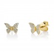 A Pair Of 14K Yellow Gold Diamond Butterfly Earrings