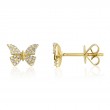 0.15Ct 14K Yellow Gold Diamond Butterfly Stud Earring
