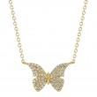 A 14K Yellow Gold Diamond Butterfly Necklace