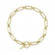 14K Yellow Gold And Diamond Paper Clip Link Bracelet