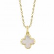 A 14K Yellow Gold Mother Of Pearl Clover Necklace