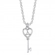 A 14K White Diamond Diamond Heart Key