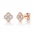 14K Rose Gold Clover Shaped Stud Earring