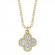 A 14K Yellow Gold Diamond Clover Necklace